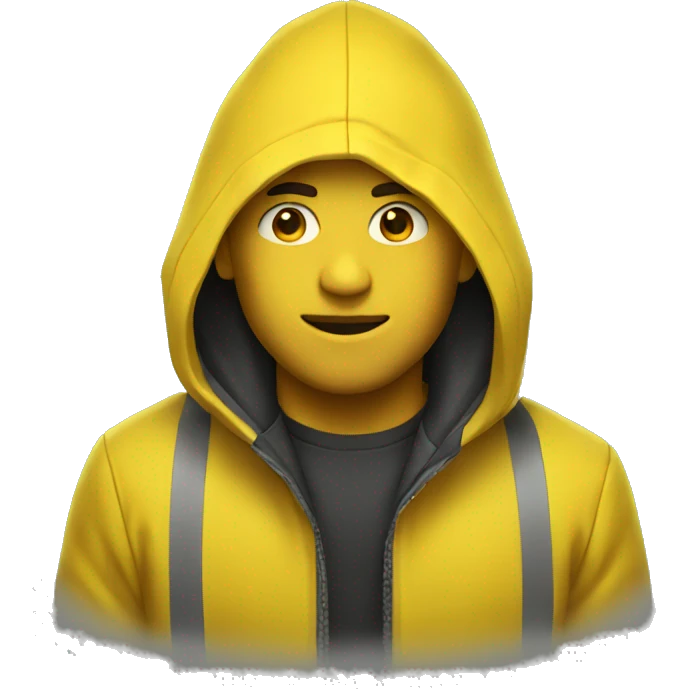 Guy in yellow rain jacket no hood  emoji