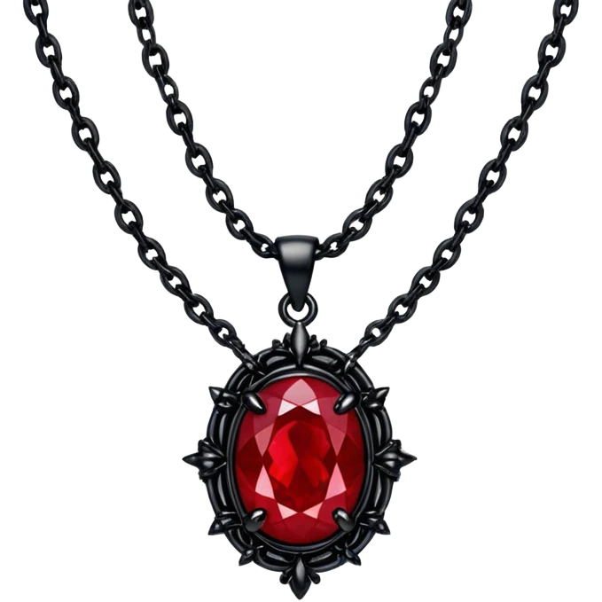 A black tiny gothic necklace with red ruby emoji