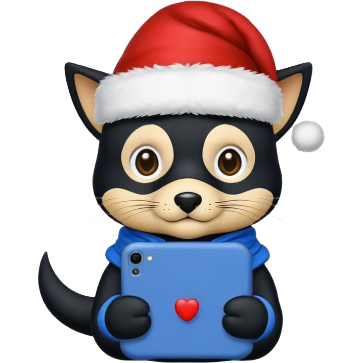 Zorro animal  con gorro de navida y ropa azul para una de repuesto de celular  emoji