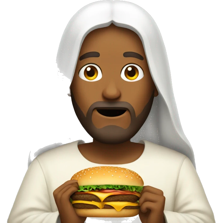Jesus eating a hamburger emoji