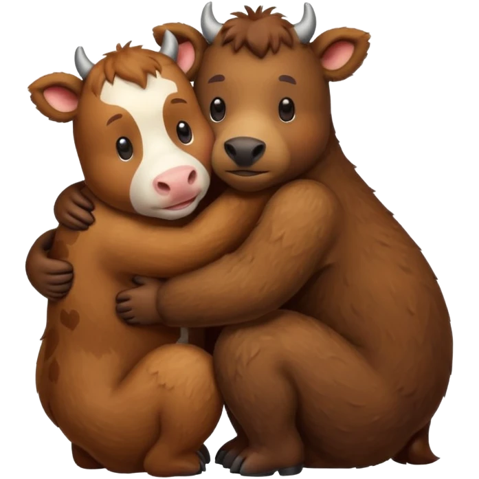 Brown bear hugging a cow emoji