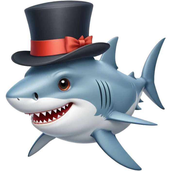 Shark with a top hat emoji