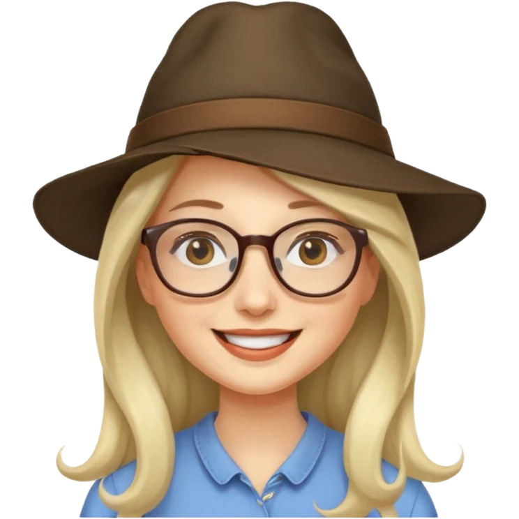 hatted womanwith glasses and long hair emoji