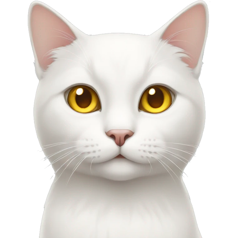 White cat with brown swatches and yellow eyes  emoji