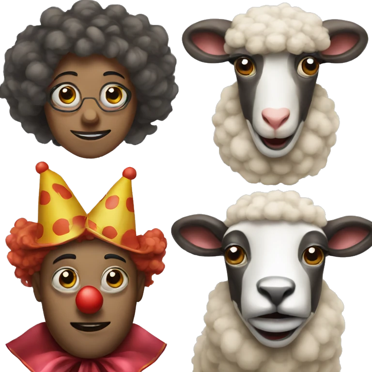 Clown + sheep + fun emoji