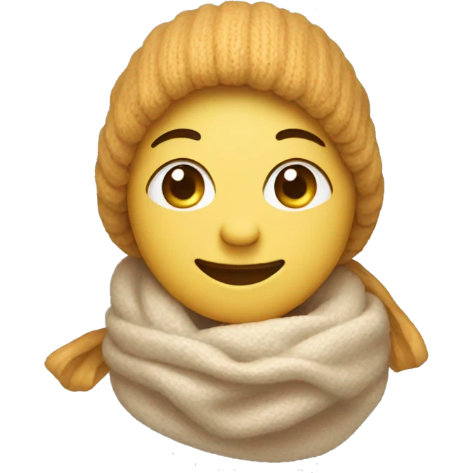 smiling face with tears emoji as basic "🥲". Additionally with scarf and ear warmers  emoji