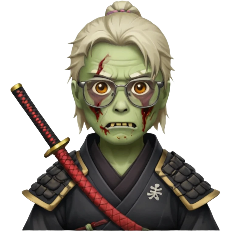 zombie samurai with glasses, highlight the glasses emoji