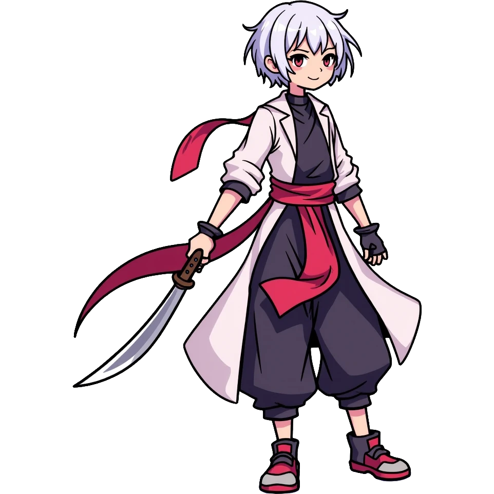 Jett from Valorant, a female character with short white hair, holding kunai knives, wind abilities emoji