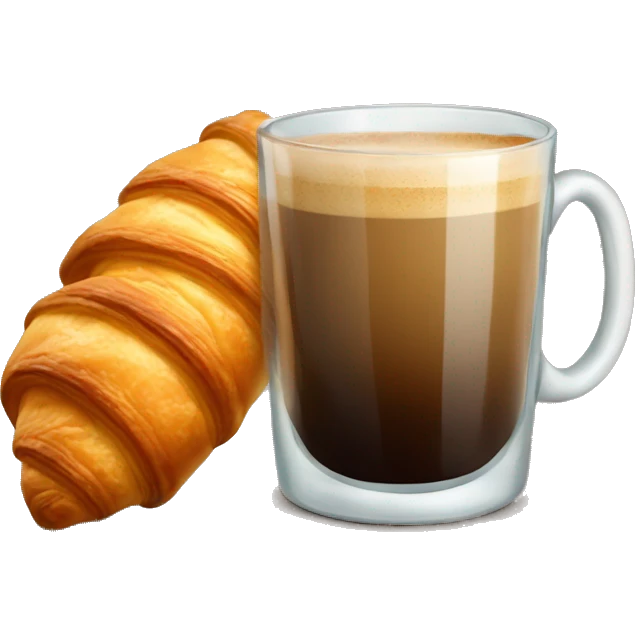 A glass of coffee with a croissant emoji