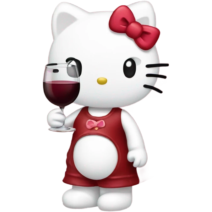 Hello Kitty drinking red wine emoji