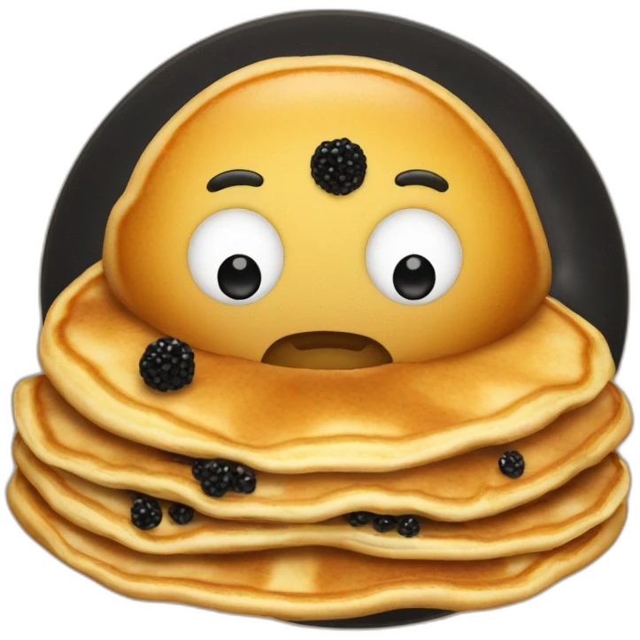 Pancake with big black caviar emoji