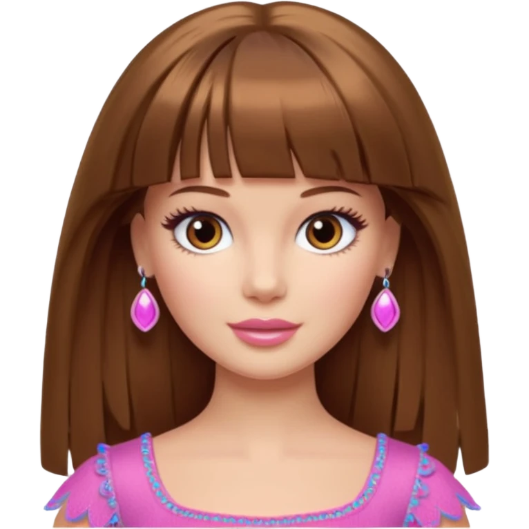 barbie merliah summers with girl with brown hair and brown fringe and light brown eyes  emoji
