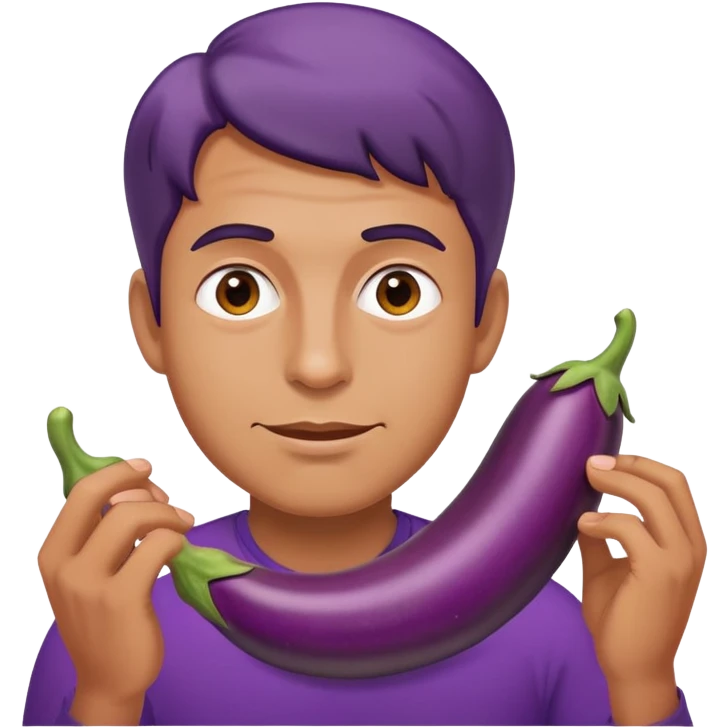 Man eating a eggplant emoji