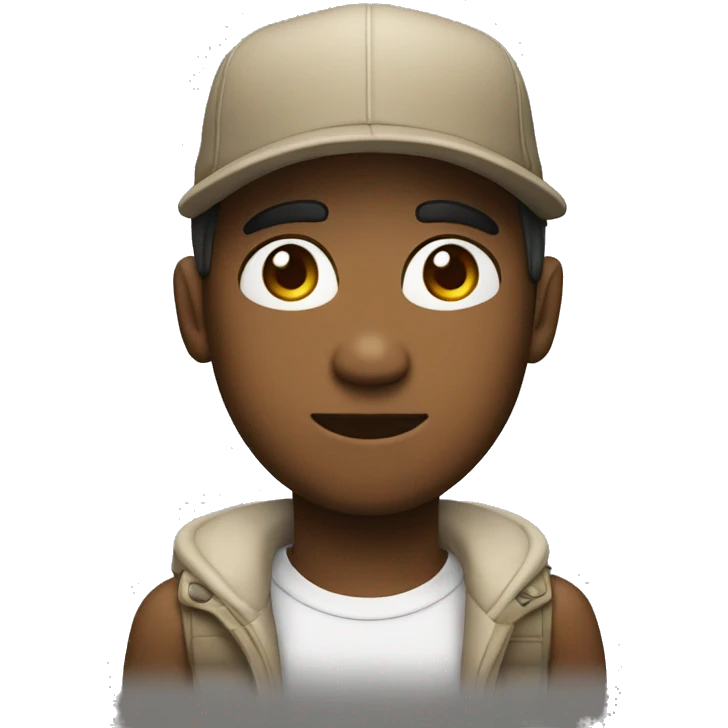 Persona con gorra  con la piel blanca y en sus ojos estrs emoji