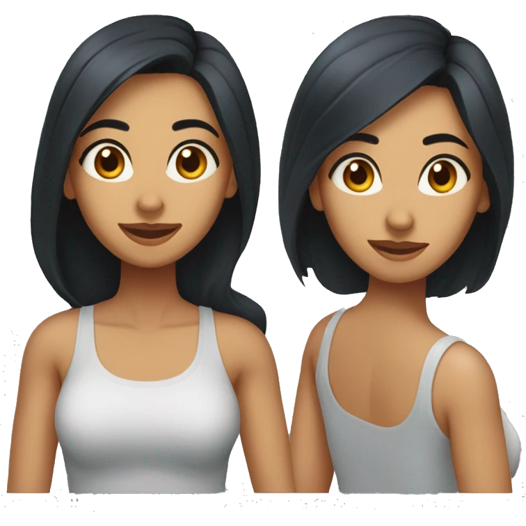 A head and shoulders shot of a 34 year old South Asian woman, with long black hair,   with brown eyes wearing a t-shirt. emoji