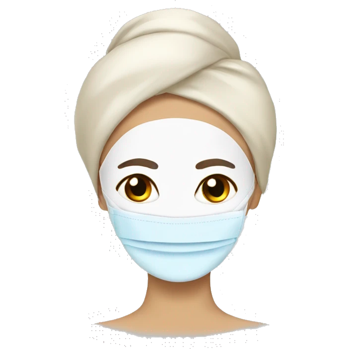 Lady with face mask spa beauty full face relaxing emoji