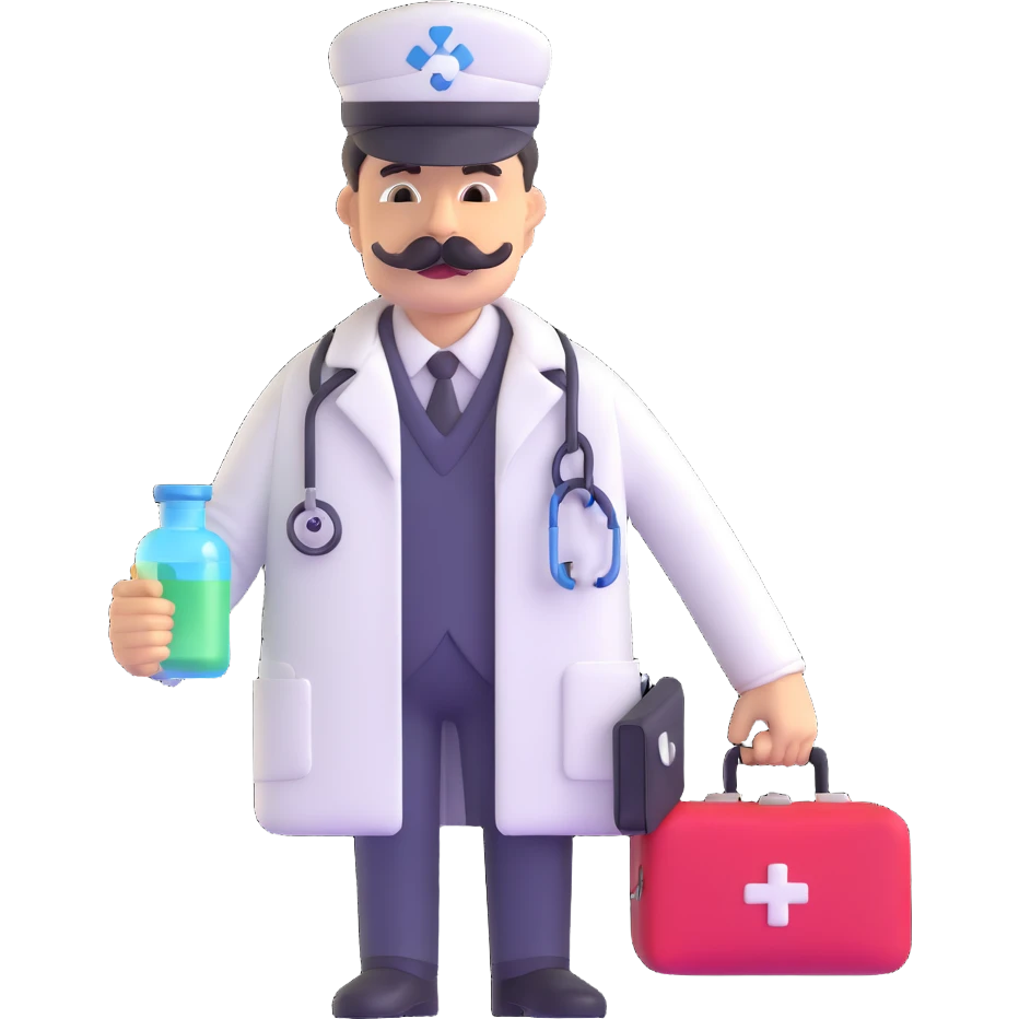 Dr. Watson with mustache and medical bag emoji