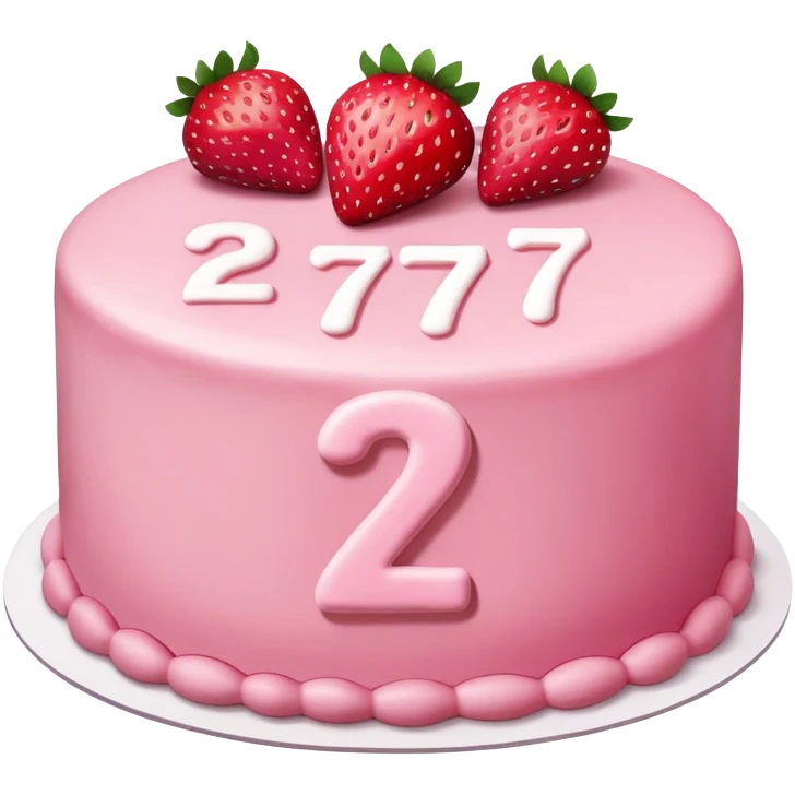 Pink cake with the number 27 on it and strawberries  emoji