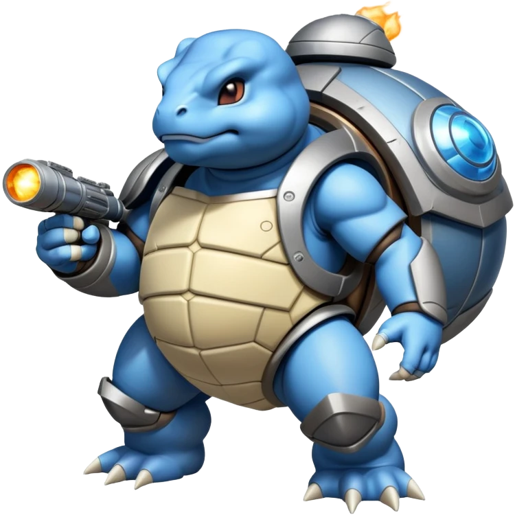 Blastoise with futuristic bazookas on its shell emoji