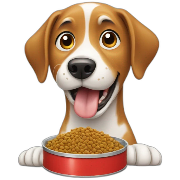 happy dog putting dog food in his mouth emoji