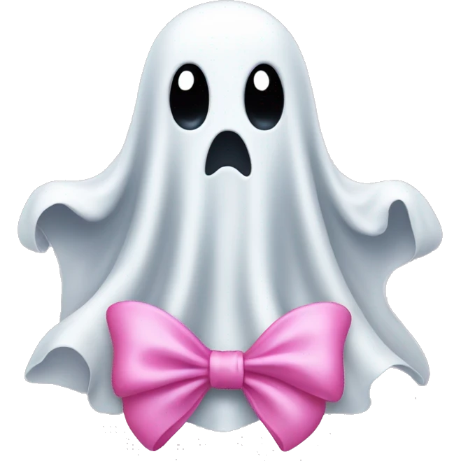Ghost wearing a pink bow emoji