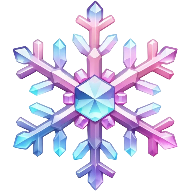 Gradient iridescent Pastel Pink crystal gemstone snowflake  emoji