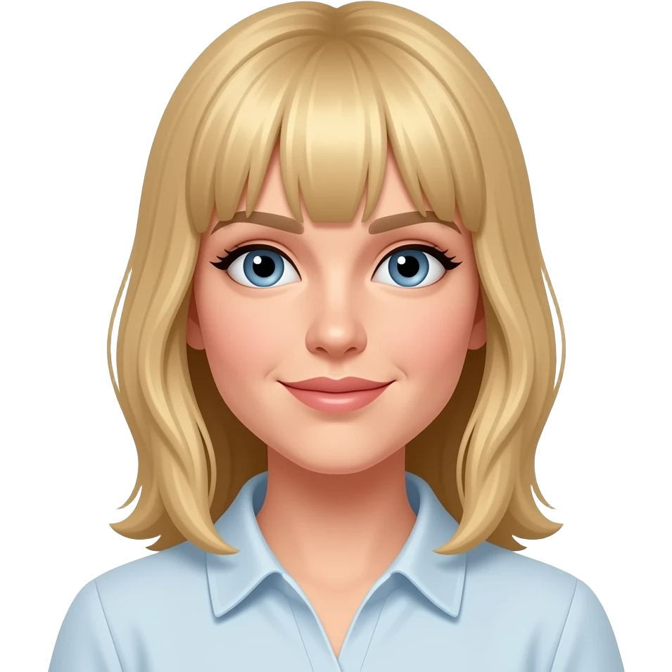 30 year old blond woman with bangs emoji