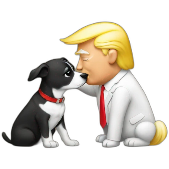 trump kissing a dog emoji