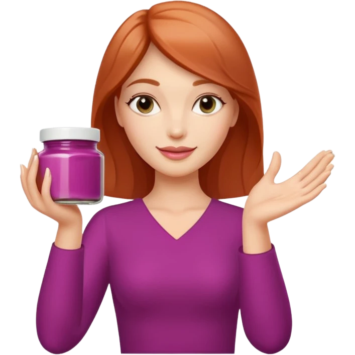 Una miniatura de una mano femenina, elegante y con manicura, sosteniendo un pequeño tarro de mantequilla corporal. La mano está en un gesto de 'OK' o 'fórmula perfecta'. Utilizar los colores principales de Riqueza Artesana: magenta y terracota. Iluminación profesional y clara. emoji