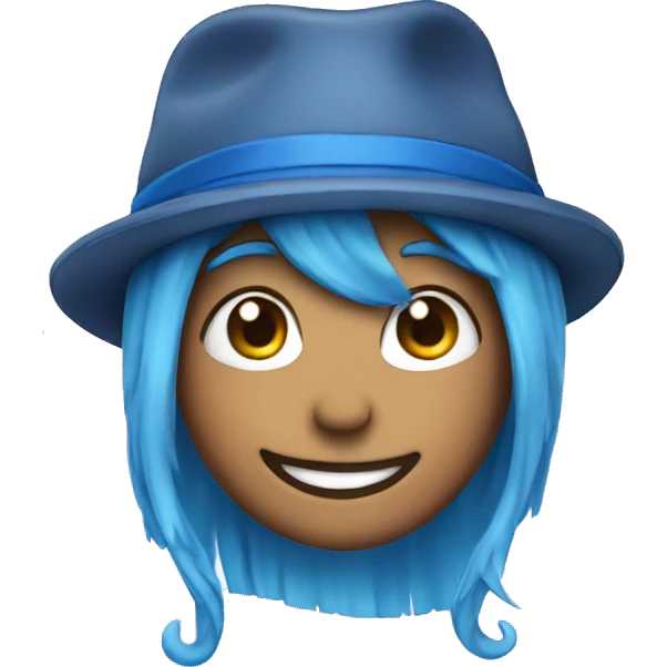 happy face blue hair and blue hat emoji