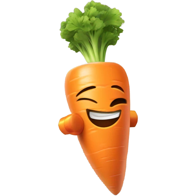 Generate an energetic carrot emoji wearing a sweatband, lifting tiny dumbbells, and looking motivated. emoji