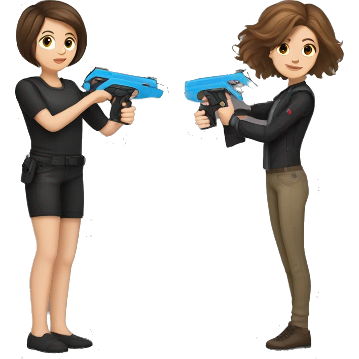boy short brown hair and girl play lasertag emoji