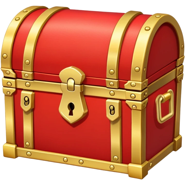 A bright red treasure chest from an RPG game with gold trim and a lock emoji