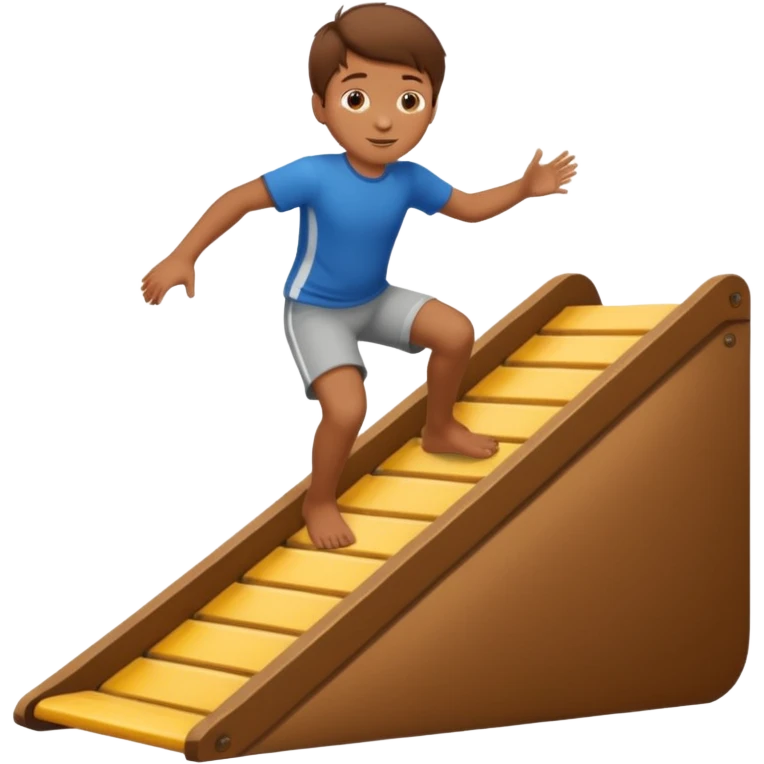 jongen die aan het buikglijden is met bruin haar van een schans emoji