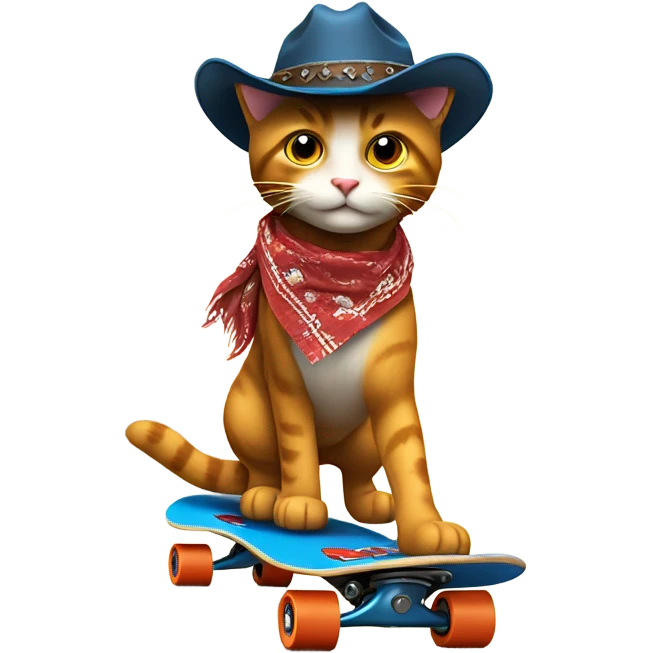 a cool cowboy cat on skateboard emoji