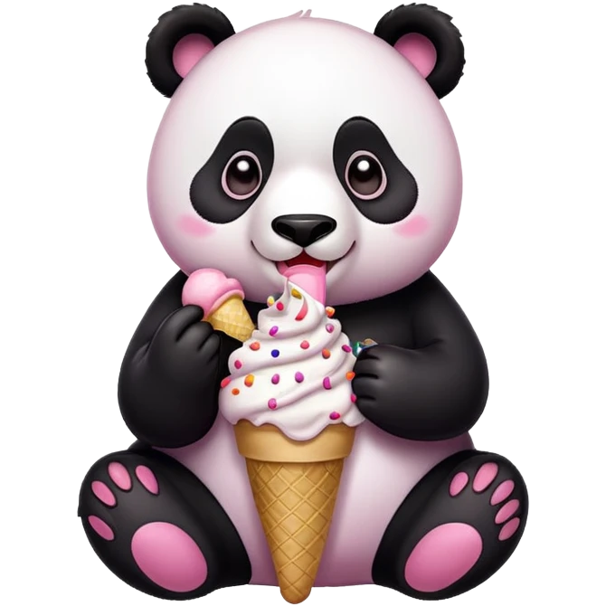 Panda eating ice cream emoji