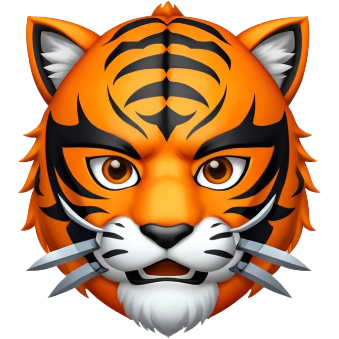 ninja tiger face with mask and shurikens for Twitch emote emoji