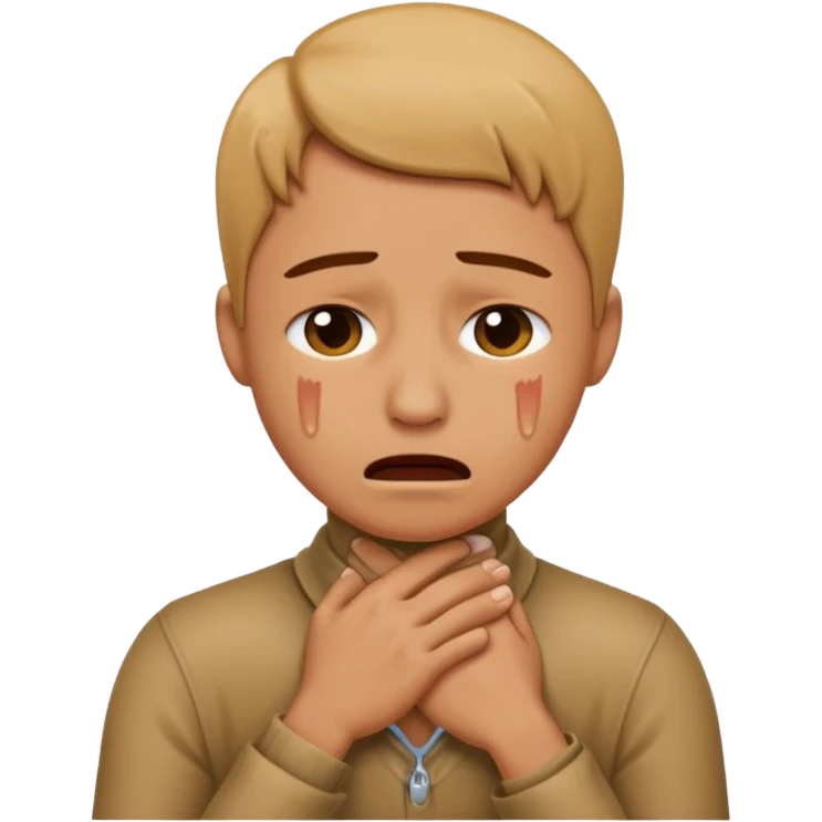 Guy choking with arms around its neck crying emoji