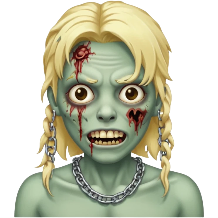 Zombie com dente de ouro e cabelo loiro com correntes emoji