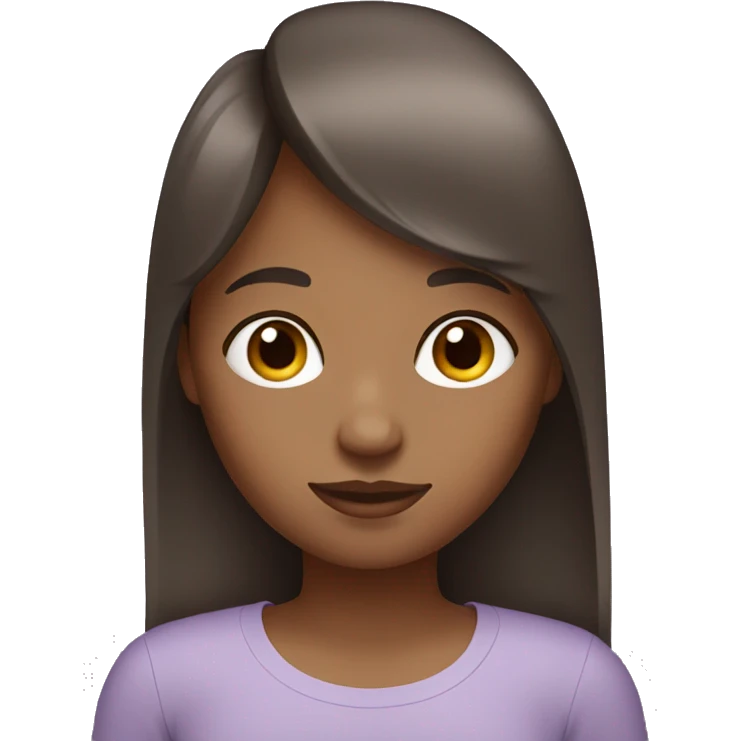 Brown girl with bangs and a light purple shirt emoji