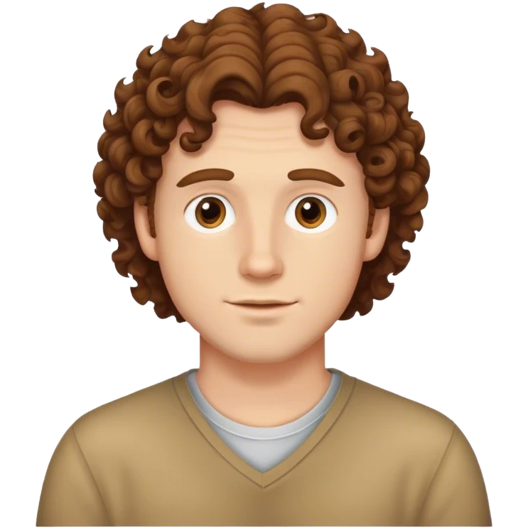 White guy with medium brown curly hair emoji