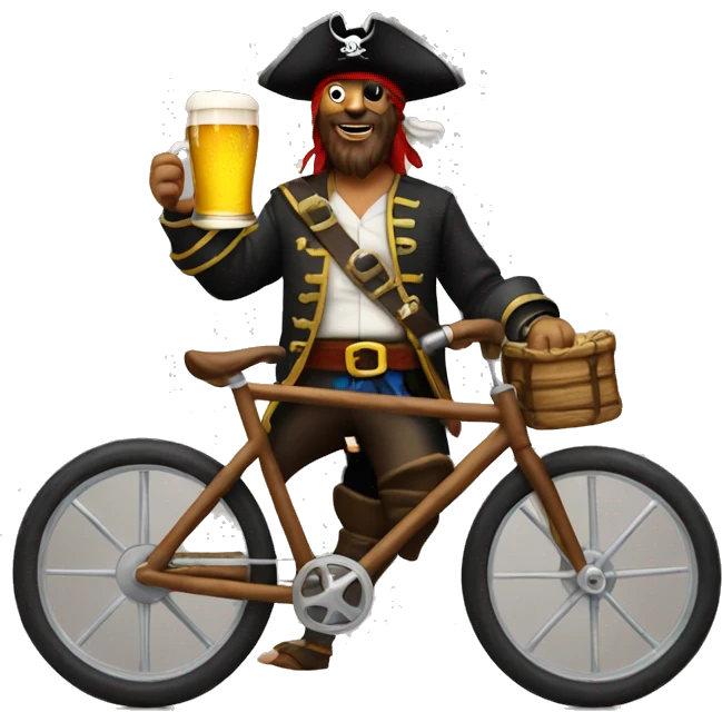 Pirate with a beer on a bike emoji