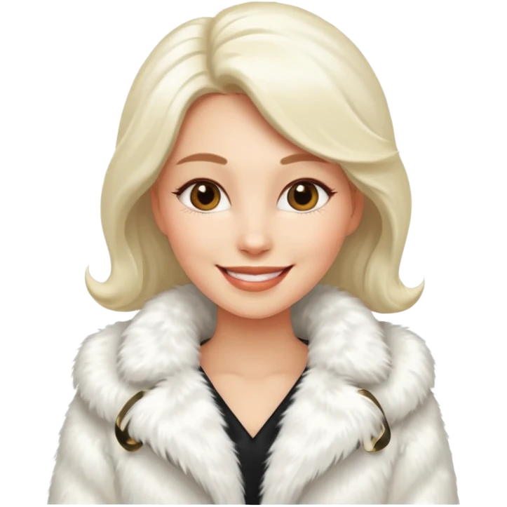 luxary white fur coat woman emoji