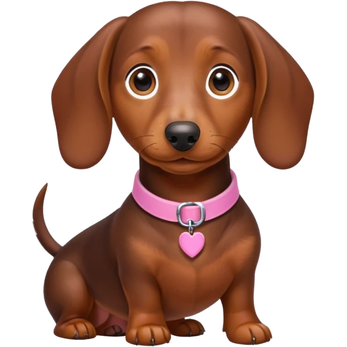 Brown weenier dog wearing pink collar emoji