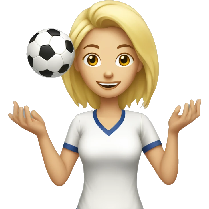 blond woman spinning a soccer ball on her hands emoji