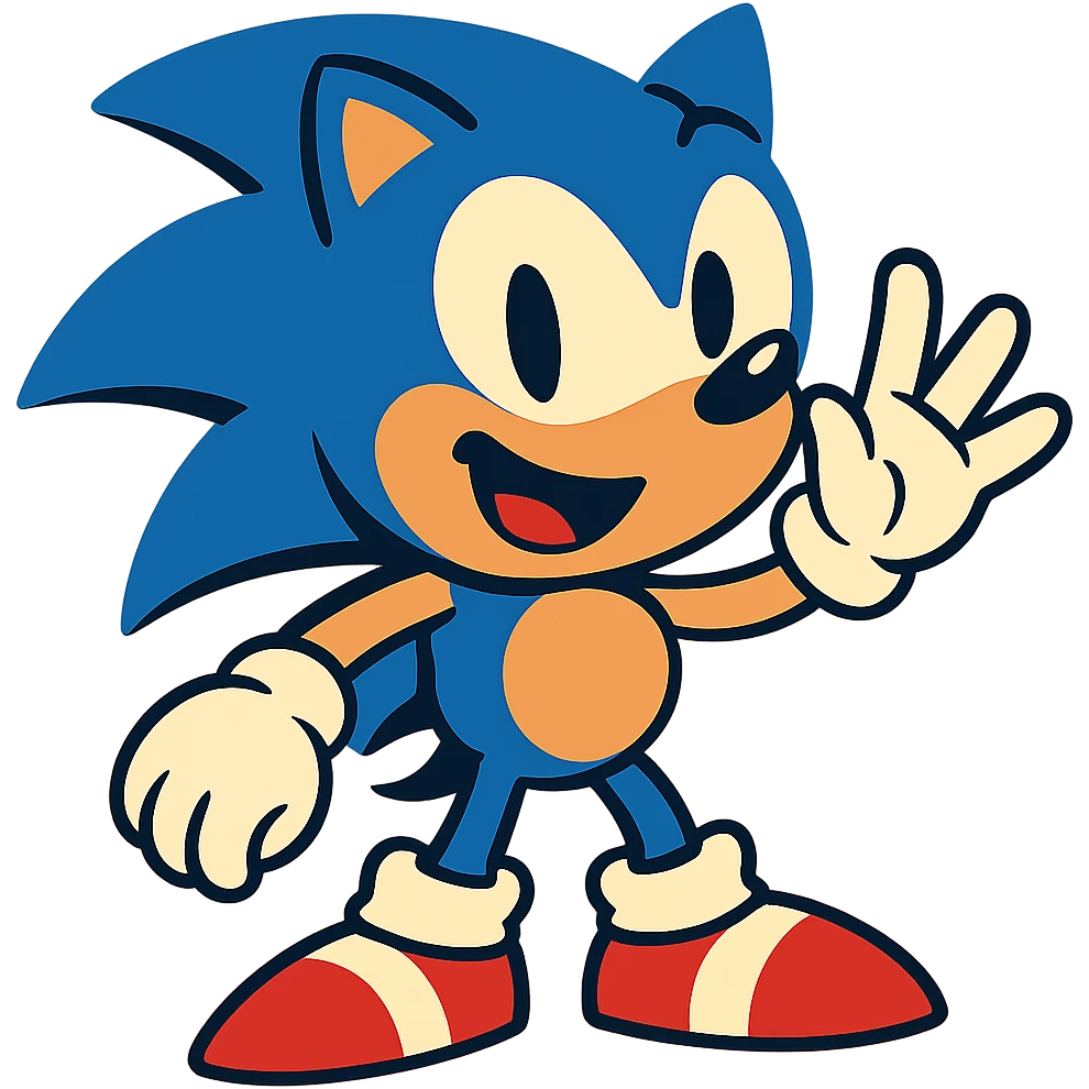 Sonic the Hedgehog with a happy expression, vibrant cartoon style emoji