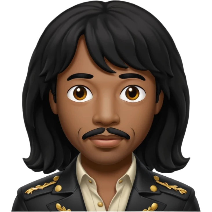Rick James with black long hair and thin mustache emoji