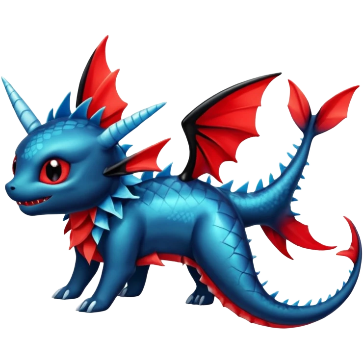 Shiny Red And Black Colorful Stitch-Vaporeon-Toothless-Fakémon-hybrid-creature (full body)  emoji