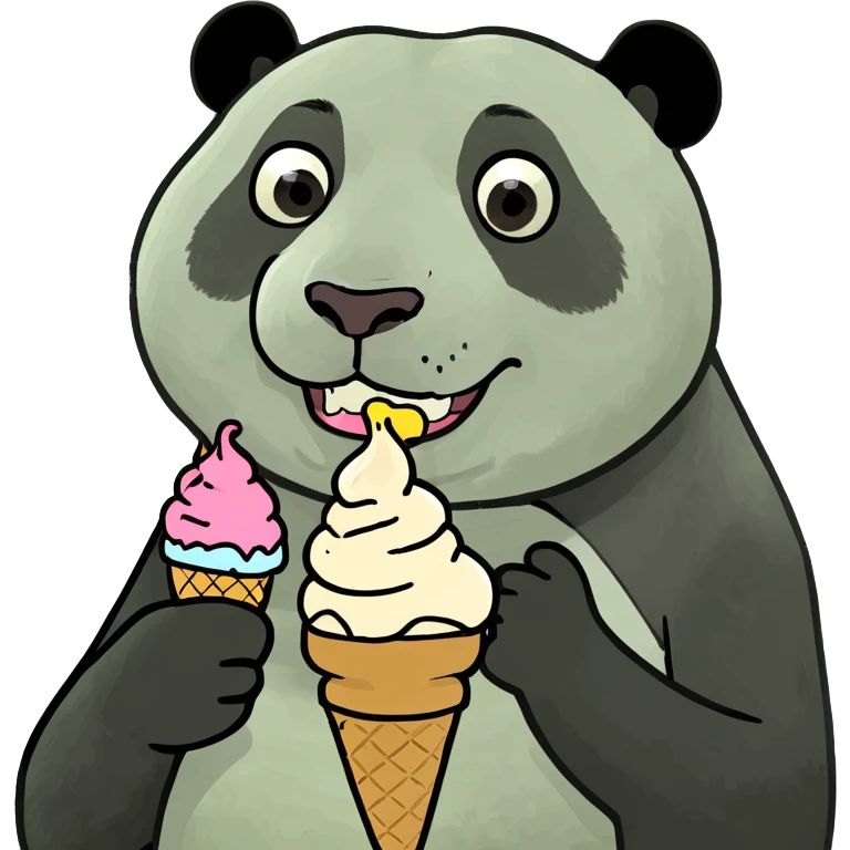 Panda eating ice cream emoji