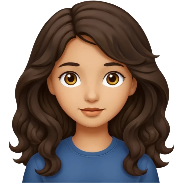 cute girl with long, wavy, dark brown hair, olive skin emoji